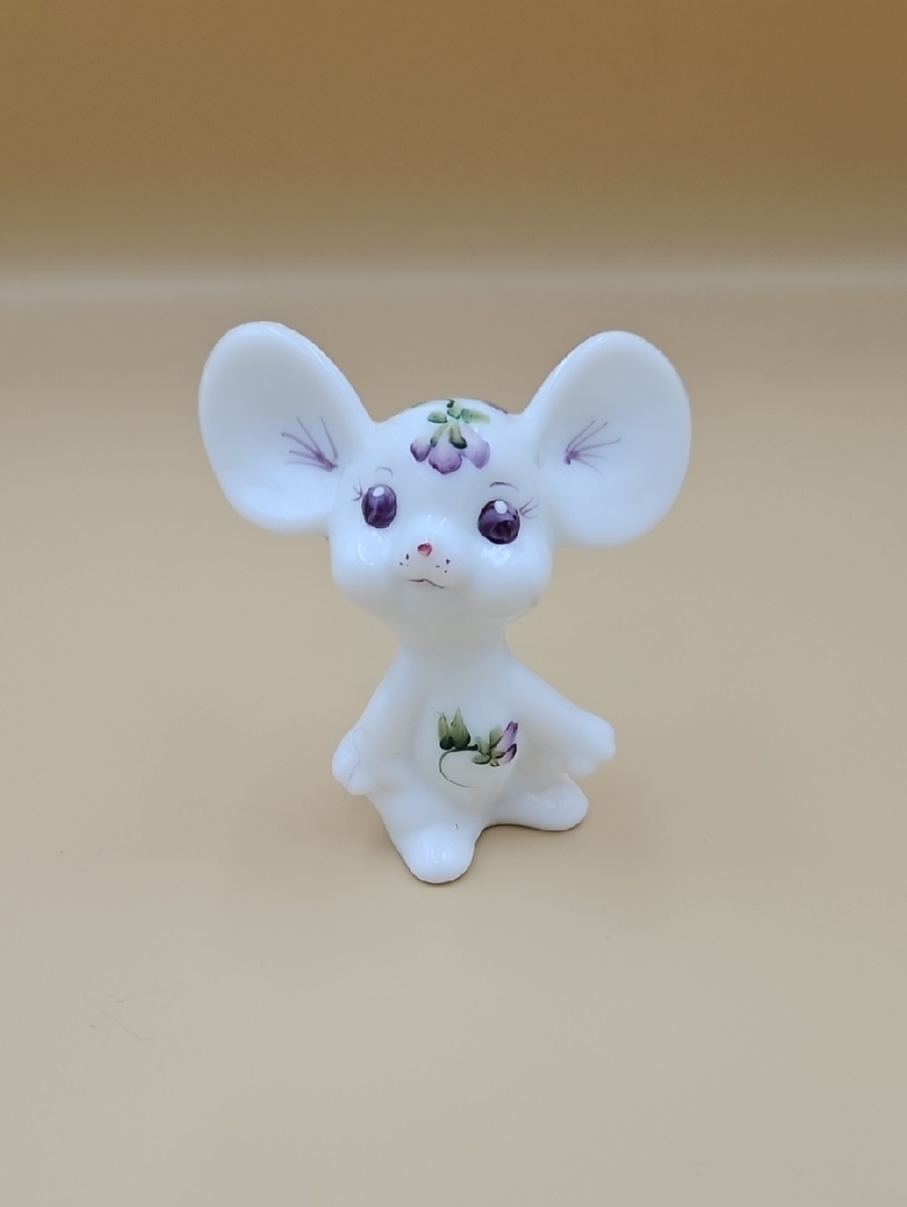 Fenton milk glass hand painted mouse
